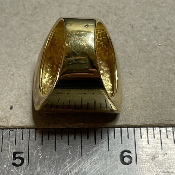 Itor Italy Sterling Silver 925 Vintage Wide Heavy Sz 7 Ring Gold Overlay. - Picture 8 of 12